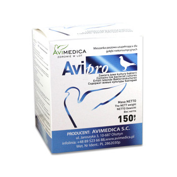 AviMedica AviPro 150 gr (Excellent probioticum) voor duiven en vogels.