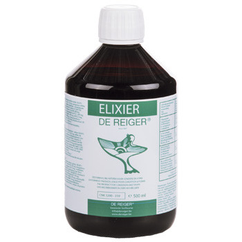 De Reiger Elixir 500 ml (rijk aan ijzer en jodium) energie tonic. Voor duiven