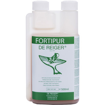 De Reiger Fortipur Plus 500ml (stimuleert de vitaliteit en reinigt het lichaam). Duiven & Birds