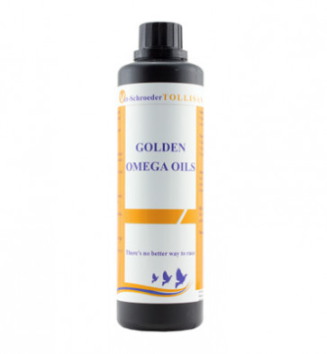 Tollisan Golden Omega Oils 500ml, (olie mengsel verrijkt met lecithine, vitamine ad3e, omega-3 en omega-6-vetzuren). Voor Duiven. 